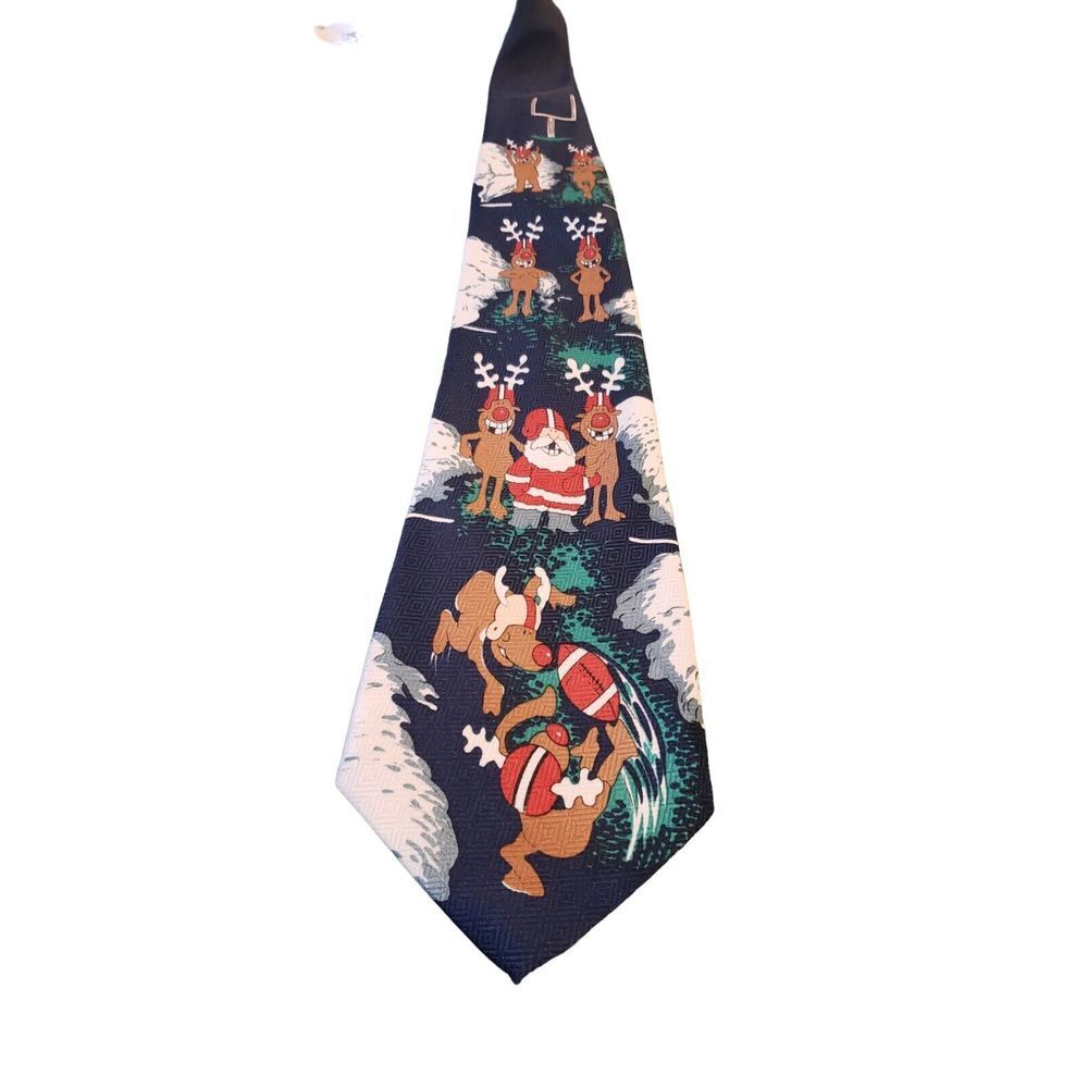 Kissa Christmas Tie Holiday Santa Claus Football Reindeer Funny Sports Funny Men